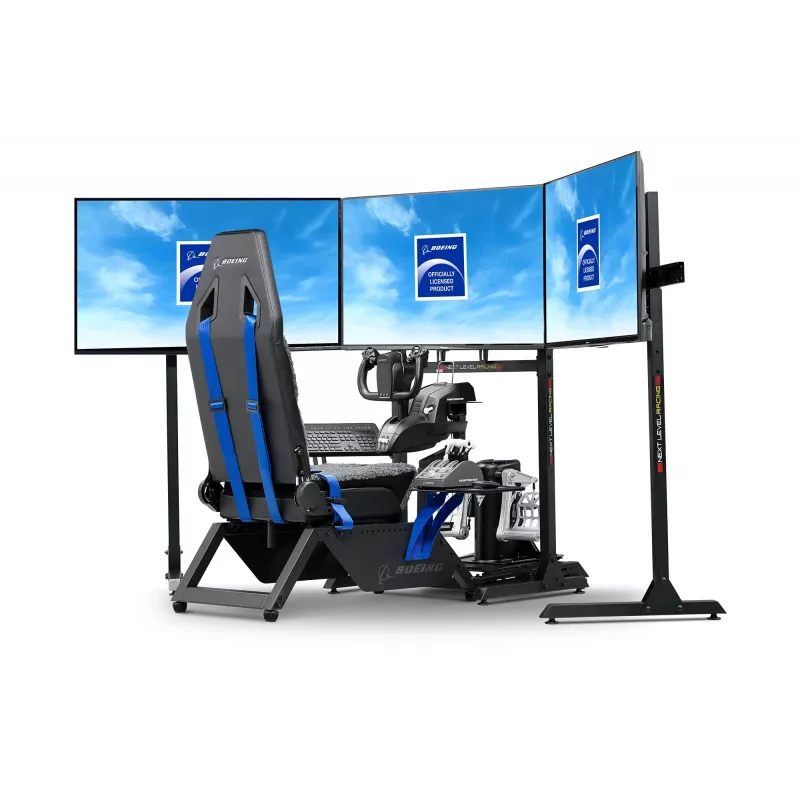 Cabine de simulador de voo Next Level Racing Boeing Commercial Edition, detalhes azuis