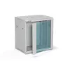 Armário de parede 19 polegadas Alantec 12U 600x450 mm, porta única de vidro, painéis traseiro e laterais completos removíveis, com fecho, 4 calhas de montagem, cinzento, embalagem plana