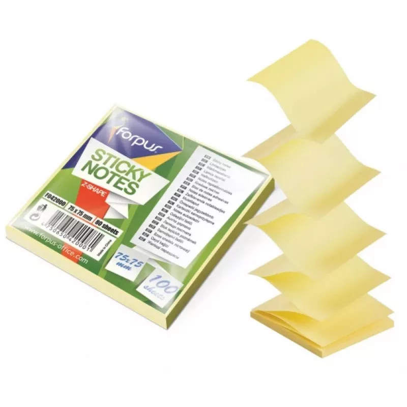 Papel de notas autocolante quadrado Forpus FO42000 amarelo 100 folhas