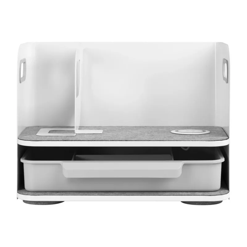 Organizador de secretária com gaveta e carregador sem fios Ergo Office, branco, máx. 10kg, ER-441