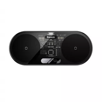 Baseus 2 em 1 20W com visor LED digital auscultadores pretos carregamento sem fios