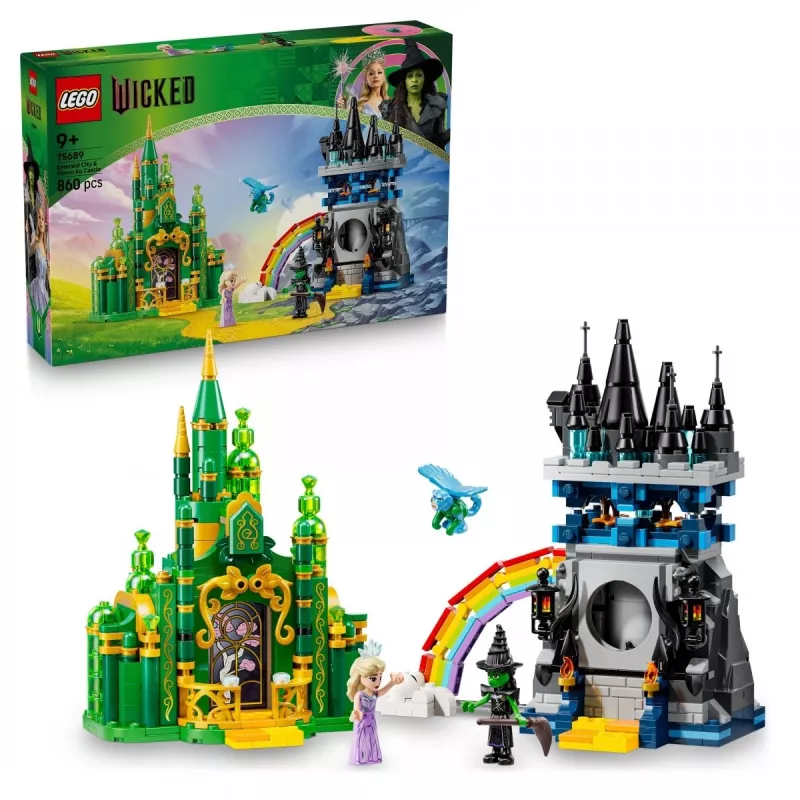 Conjunto LEGO Wicked 75689 — conjunto de brincar Cidade Esmeralda e Castelo Kiamo Ko