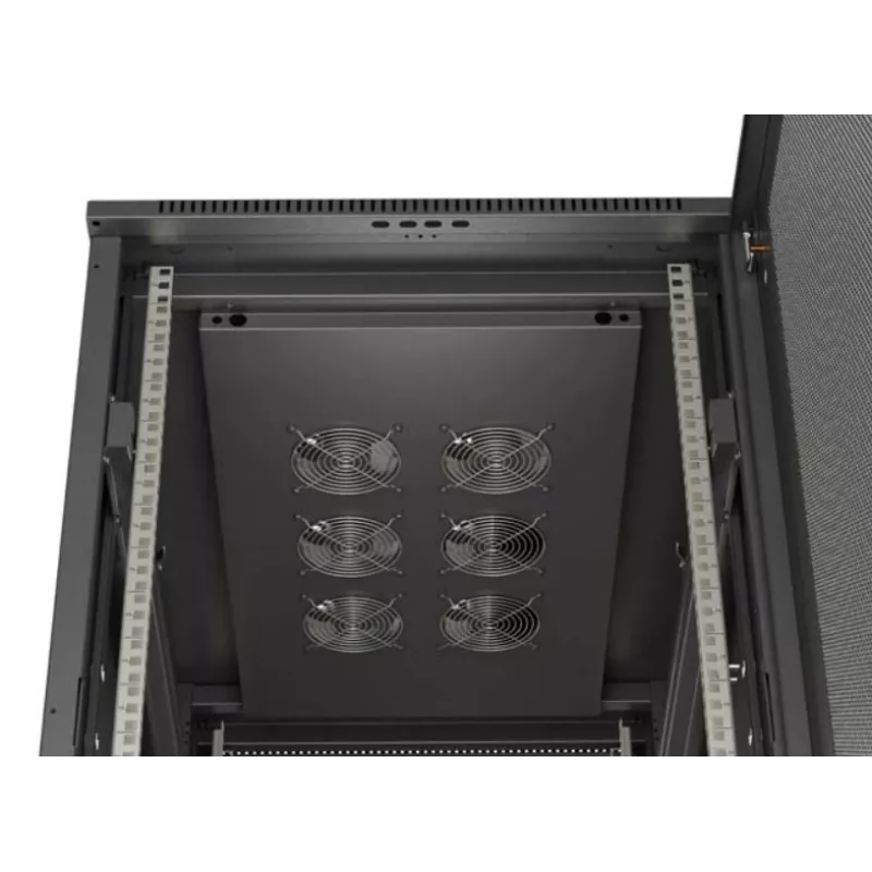 Armário rack 19 polegadas LANBERG FF01-6022-23B, 22U, 600×1000 mm, preto, portas perfuradas