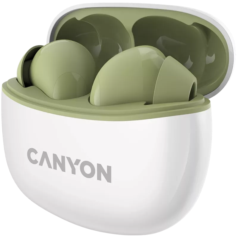 Auscultadores In-Ear CANYON TWS-5, Verde Bluetooth 5.3, controlo tátil, entrada de carregamento: USB-C