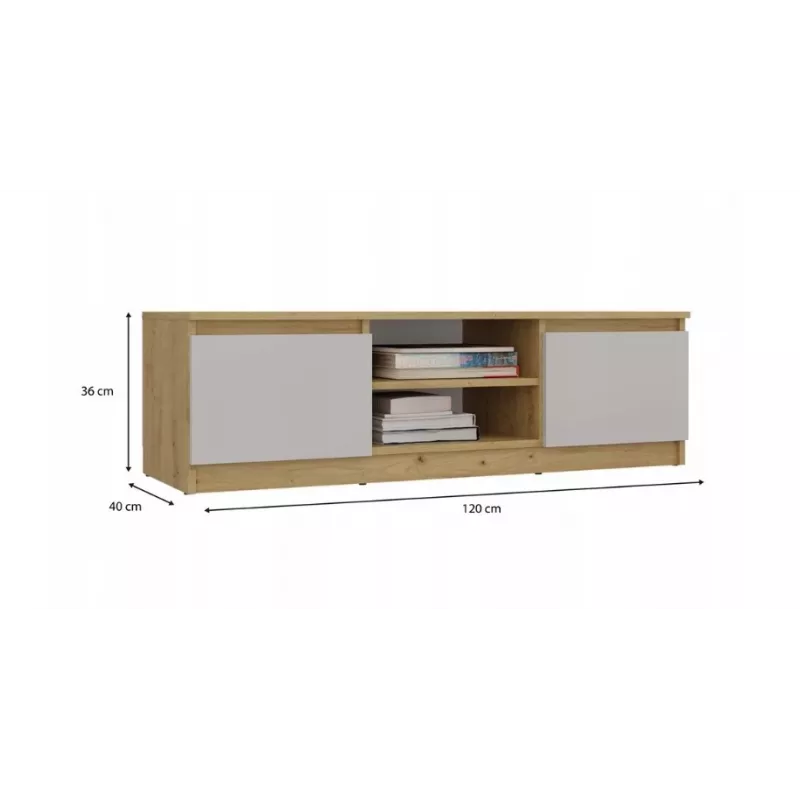 Móvel de TV MALWA 120, carvalho Artisan/caxemira