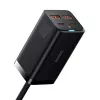 Baseus GaN3 Pro CCGP000101 carregador de secretária 100 W, 2x USB-C + 2x USB-A, PD 3.0, QC 4.0+, cabo de 1,5 m, preto