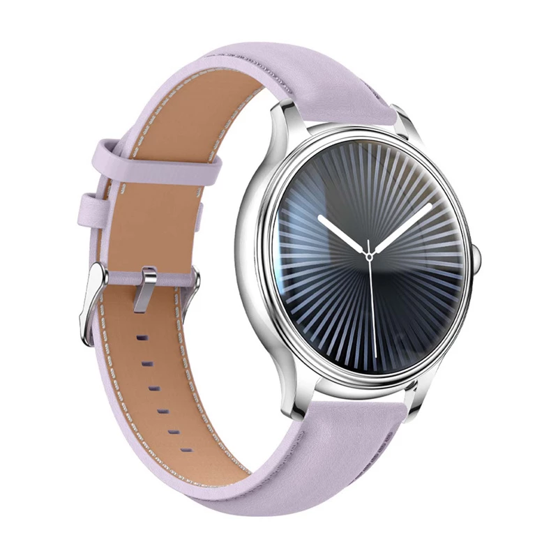 Smartwatch Colmi L28 prateada-roxa com bracelete de couro roxa