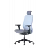 Cadeira de escritório ergonómica Up Up Athene preta, cinzento + tecido azul