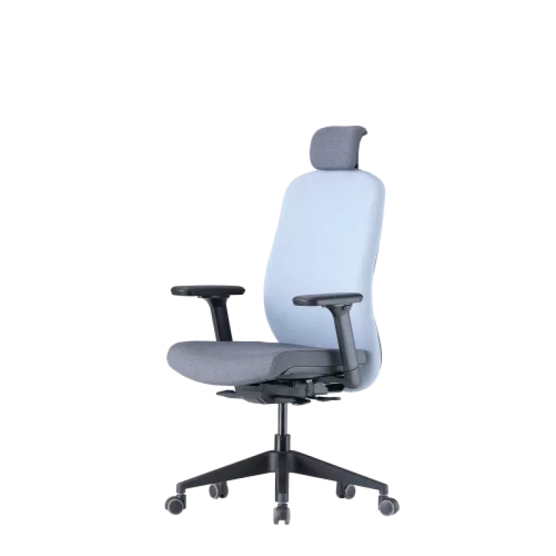 Cadeira de escritório ergonómica Up Up Athene preta, cinzento + tecido azul