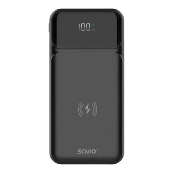 Powerbank Savio BA-09 polímero de lítio (LiPo) 37 mAh carregamento sem fios preto