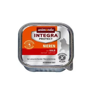 Comida húmida para gatos animonda Integra Protect vitela 100 g — para gatos adultos, sem cereais e sem soja, em caso de alergias alimentares
