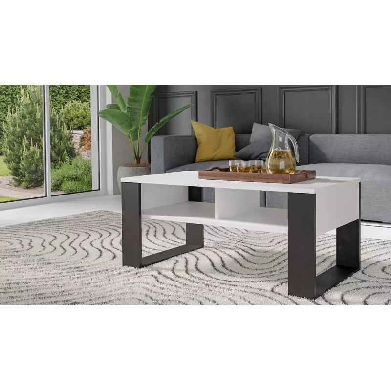Tampo de mesa de centro e shop MODERN 2P BIEL CZ — tampo retangular branco, 2 pernas