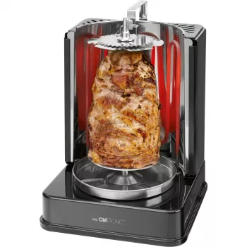 Grelhador elétrico vertical multifunções CLATRONIC DVG 3686 — 1400 W, preto, espeto rotativo e 6 espetos
