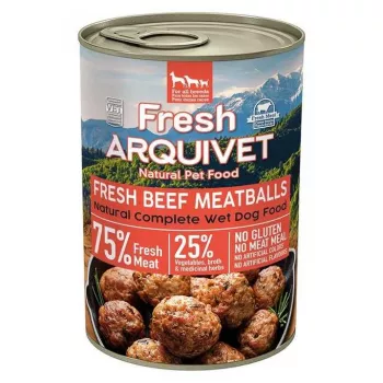 Comida húmida para cães ARQUIVET ARQUIVET almôndegas de carne de vaca fresca em molho 400 g, alimento completo para cães adultos, sem cereais