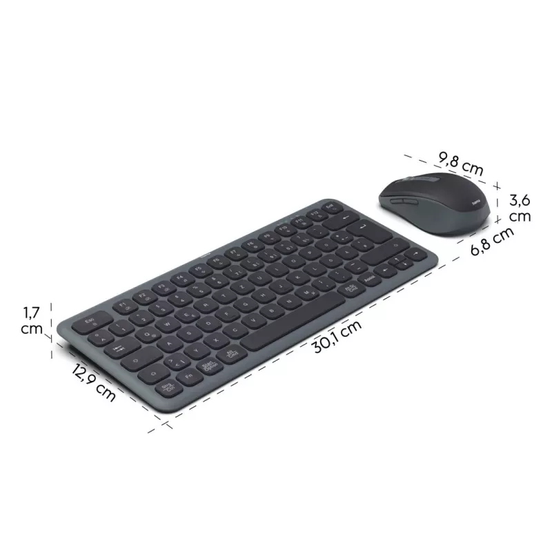 Conjunto de teclado e rato multi-dispositivo preto cinzento