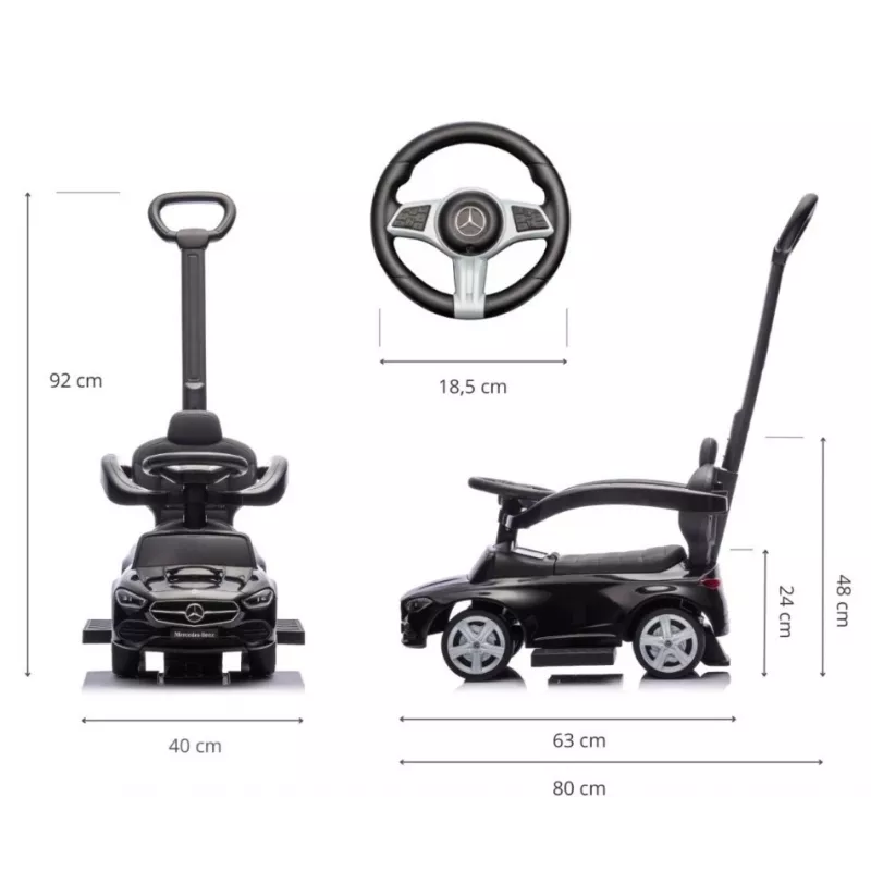 Carro deslizante milly mally Mercedes Classe C preto, modelo 6107