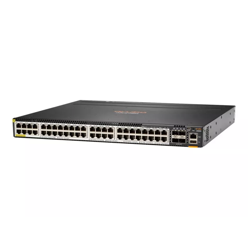 Hewlett Packard Enterprise HPE Aruba 6300M - Switch - L3 - gerido - 48 x 100/1000/2,5G/5G (PoE+) + 4 x 1 Gigabit / 10 Gigabit / 25 Gigabit / 50 Gigabit SFP56 (Uplink / Stacking)
