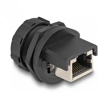 Acoplamento DeLOCK RJ45 Cat.6A IP67 à prova de água e pó preto