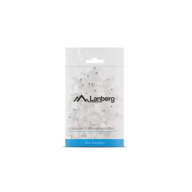 Conector de cabo RJ-45 LANBERG PLU-5000, blindagem U/UTP (UTP), branco translúcido, pack de 100