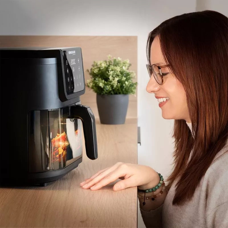 Fritadeira de ar quente Rommelsbacher FRH 1700 Single 8 L aparelho de bancada 1700 W com 10 programas e visor LED