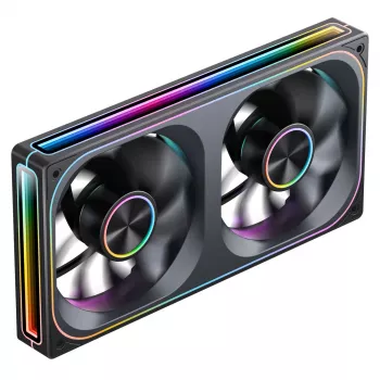 Ventoinha Jonsbo ZA-240 ARGB PWM com espelho infinito e pás invertidas, 240 mm, Preta