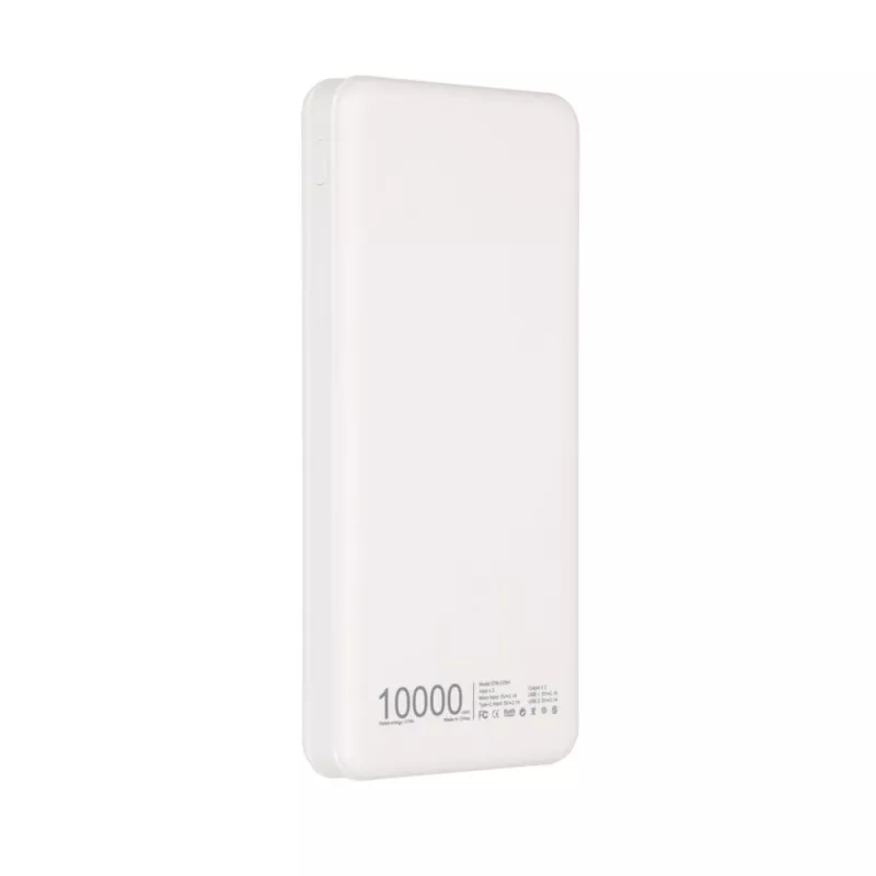Powerbank Extralink EPB-078W 10000 mAh branco, USB-C, saída 10 W, carrega até 2 dispositivos