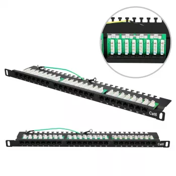 Patch panel Extralink CAT6 UTP 0.5U 24 portas