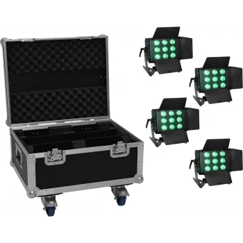 EUROLITE conjunto de 4x LED CLS-9 QCL RGB/WW 9x7W com estojo