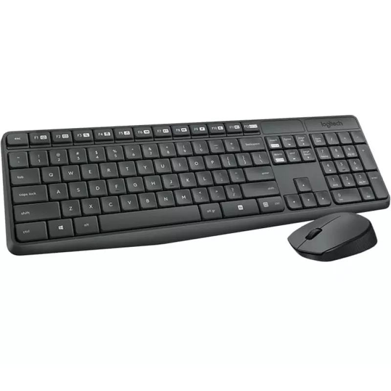Conjunto de teclado e rato sem fios Logitech MK235 Tamanho completo Cinzento