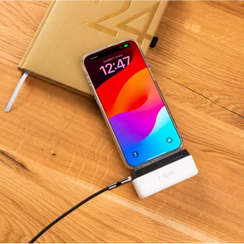 Powerbank portátil FIXED FIXZEN-5PL-WH, 5000 mAh, saída USB-C 5V/3A, 9V/2,22A, 12V/1,67A, branco