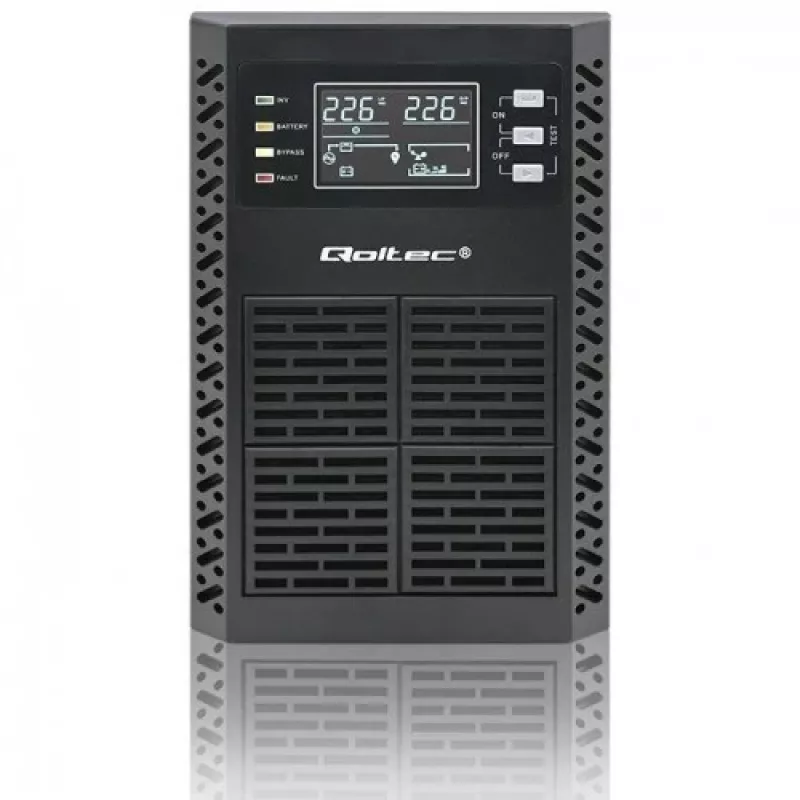 Qoltec 52281 UPS (fonte de alimentação ininterrupta) dupla conversão (Online) 2 kVA 2000 W 3 saídas AC