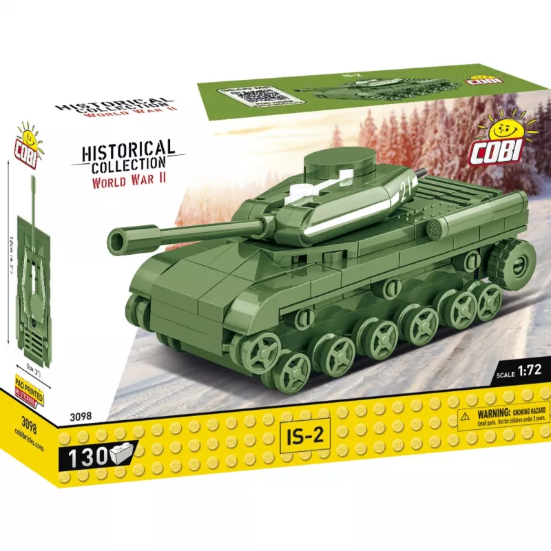 Conjunto de construção Cobi modelo IS-2, tanque da 2.ª Guerra Mundial, 130 peças, idade recomendada 6+