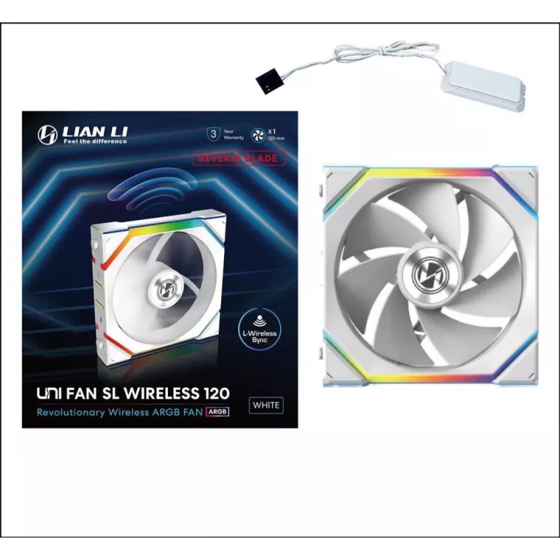 Lian Li UNI FAN SL Wireless 120 Reverse Blade G99.12RSL1W1W.00 ventoinha de caixa de 120 mm ARGB PWM, branca