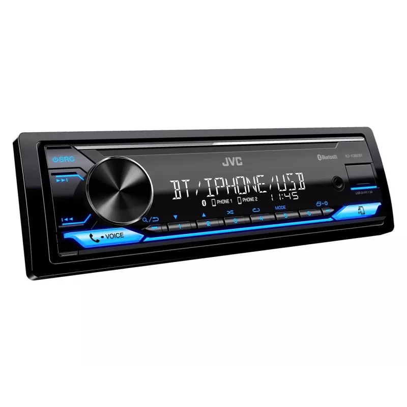 Autorrádio JVC KDX-382BT com Bluetooth e USB — Single DIN, entrada AUX, sintonizador FM