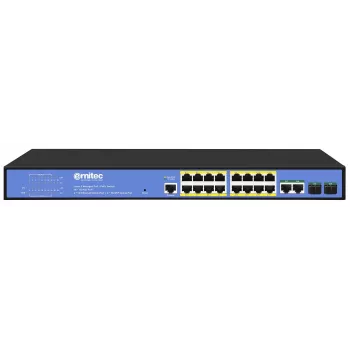 Switch de rede ERNITEC ELECTRA-M16-1GB-285W – 16 portas Layer 2+ com 2 x Gigabit RJ45, 285 W de potência