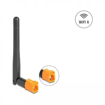 Antena WiFi 6 omnidirecional DELOCK FAKRA M 2,4/5 GHz 2,5–3,0 dBi articulação inclinável preta