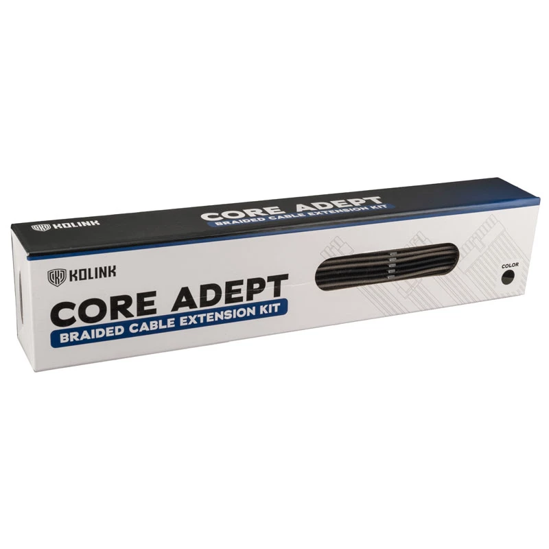 Kolink Core Adept kit de extensão de cabos entrançados, preto/cinzento escuro