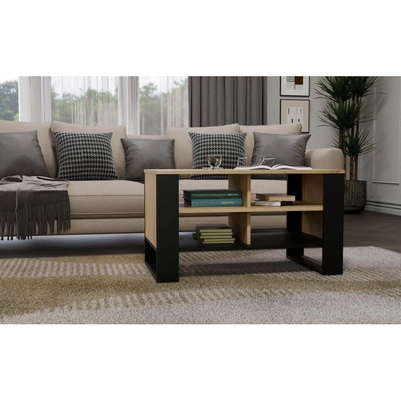 Mesa de centro top e shop Topeshop STOLIK KAWOWY ŁAWA MODERN 4P carvalho Artisan preto