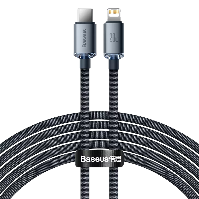 Baseus Crystal Shine CAJY000301 Cabo USB-C para Lightning, 20 W PD, 2 m, Preto