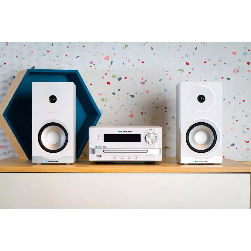 Micro-sistema de áudio doméstico BLAUPUNKT MS16BT 15 W, CD/USB/MP3, Bluetooth, FM RDS, branco