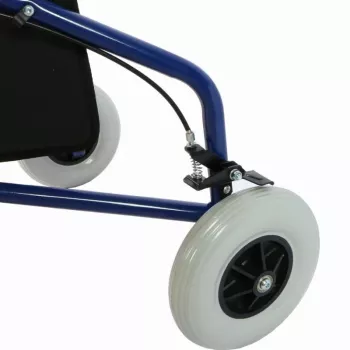 Andarilho de três rodas REHA FUND RF-611 Barcelona, estrutura de aço, dobrável, altura ajustável 82–97 cm, carga máx. 110 kg, rodas com travão, cesto