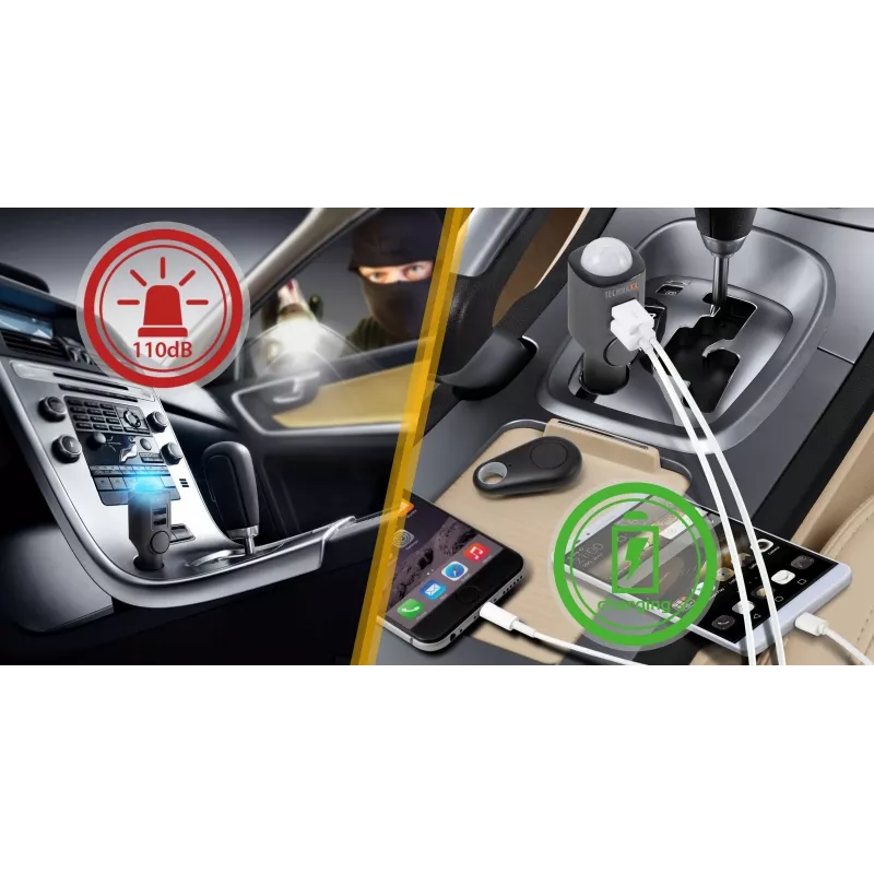Carregador universal para dispositivos móveis Technaxx 4743 preto para isqueiro de automóvel