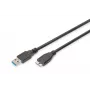 Cabo SuperSpeed USB 3.0 ASSMANN, ficha USB-A macho para ficha Micro-USB-B macho, Cu AWG 28, duplamente blindado, comprimento 1,0 m (AK-300116-010-S)
