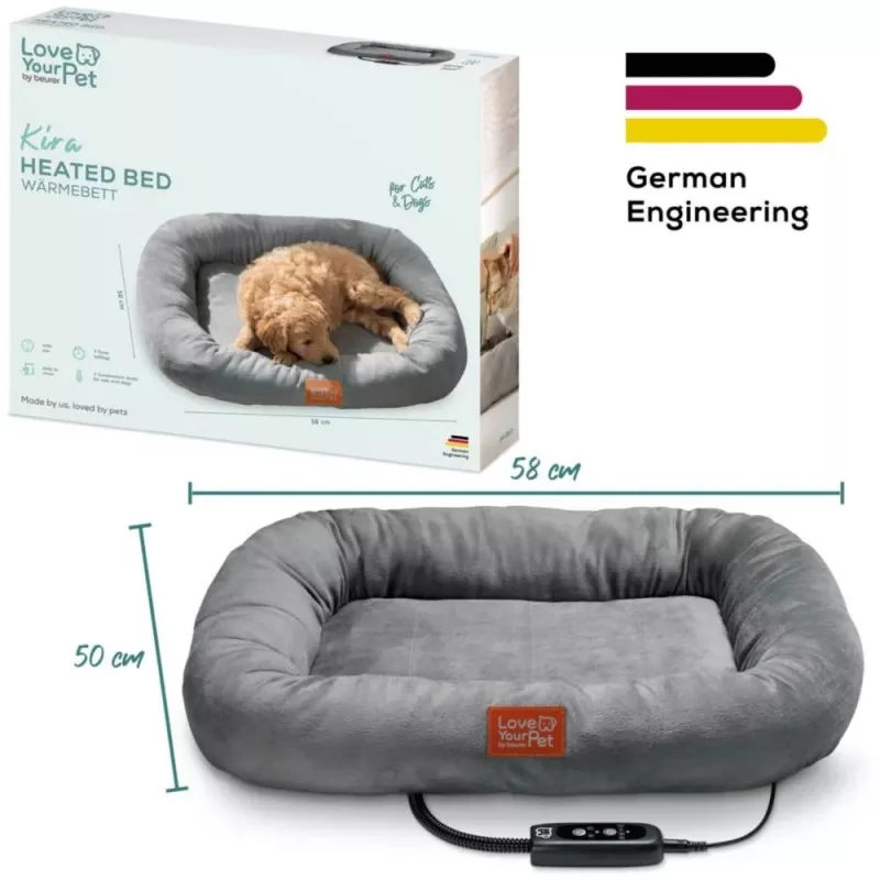 Cama aquecedora para animais de estimação Beurer Kira, cinzento