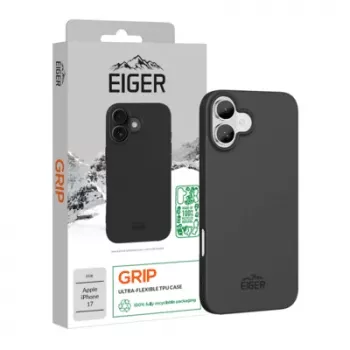 Capa de proteção com grip Eiger para iPhone 17 — preta, leve e robusta