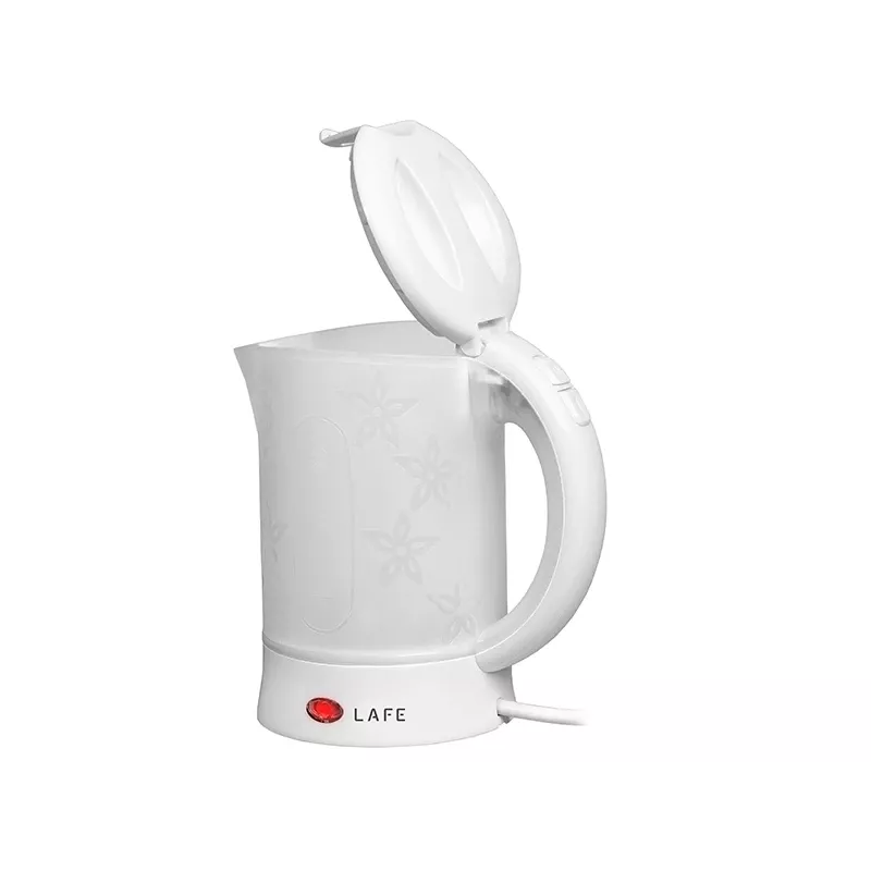 Chaleira elétrica LAFE LAFCZA45865, aço inoxidável, 0,6 L, 600 W, cinzento claro, tampa de bloqueio rebatível