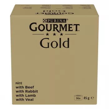 Alimento húmido para gatos Purina Nestlé GOURMET Gold Mus Mix — 96 x 85 g, 4 variedades, gatos adultos, 77,5% humidade