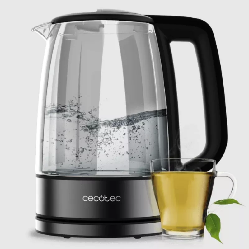 Cecotec ThermoSense 340 Clear chaleira elétrica, 2200 W, 1,7 l, base rotativa, transparente