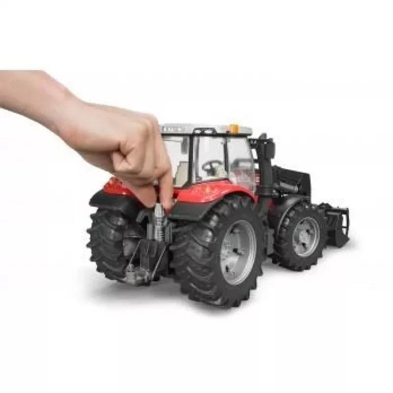 Trator de brinquedo BRUDER Massey Ferguson 7624 com pá frontal, vermelho, para crianças a partir dos 3 anos