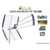 Antena de TV interior/exterior LIBOX LB-1000, direcional DVB-T/T2, ganho 16,5 dBi, 600×1050×800 mm, alumínio